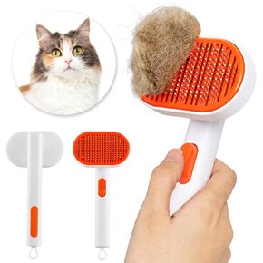 فرشاة للقطط من AIMYDOG مع زر تحرير، فرش للقطط لتساقط القطط في الأماكن المغلقة، فرشاة للقطط ذات الشعر الطويل أو القصير، فرشاة للعناية بالقطط، مشط للقطط لتدليك الأرنب الصغير يزيل الفراء السائب in Kuwait