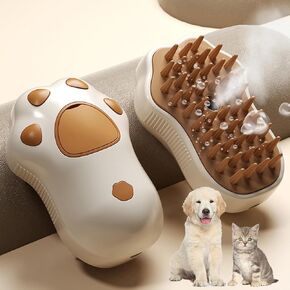 Cat Steam Brush for Shedding, Rechargeable Cat Claw 3 in 1 Cat Grooming Tool for Massaging, Self-Cleaning, and Pet Hair Removal for Long and Short Hair of Cat and Dog (Brown)