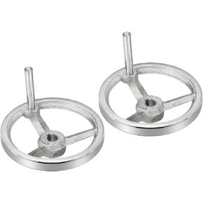 PATIKIL 120mm/4.72 Inch Diameter 12mm ID Rotary Handwheel, 2 Pack Cast Iron Chrome Plated with Handle for Many Types of Milling Machines and Lathes, Silver Tone