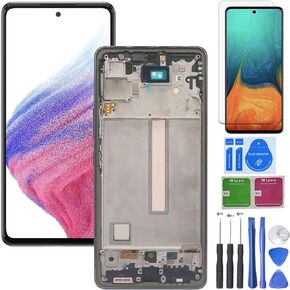 HQB-STAR LCD Display Touch Screen Digitizer Assembly Replacement for Samsung Galaxy A53 5G SM-A536U A536 A536U1 6.5" LCD Display Touch Screen Digitizer with Frame Black