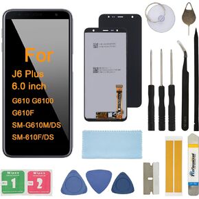 LCD Screen Replacement for Samsung Galaxy J6 Plus J610 2018 J6+ SM-J610 J610G/DS J610F J610FN Assembly LCD Display Touch Screen Digitizer with Tools Adhesive