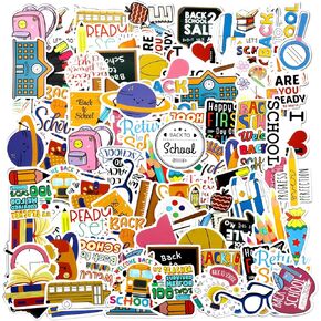 100 Pcs Back to School Stickers for Students Science Scrapbook Stickers Laptop Water Bottles Teacher Stickers Waterproof School Stickers School Supplies Classroom Decorations DIY Crafts
