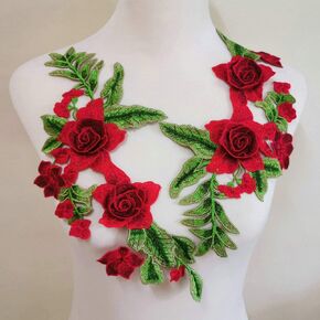 One Pair Embroidery Rose Flower Sew On Patch Dress Hat Bag Jeans Applique Crafts Clothing Accessories (Apricot Color)