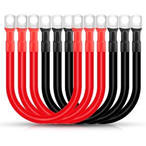 Linkstyle 6PCS 2 AWG Battery Cable, Auto Battery Cable with 3/8" Lugs Terminals Copper Wire, Red and Black Battery Cables for Car Marine Solar Motorcycle ATV RV Marine Motorcycle