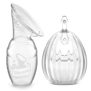 haakaa Manual Breast Pump for Breastfeeding 4oz/100ml and Shell Wearable Manual Breast Pump 2.5oz/75ml Combo, Food-Grade Silicone