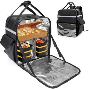 Trunab Insulated Food Delivery Backpack with 2 Side Support Boards and 3 Inner Spaces, Waterproof Delivery Bag Keep Hot/Cold for Bike Delivery, Uber Eats, PostMates, Outdoor Activities