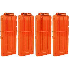 OIMIO Bullet Clips, 4 Pack 12-Darts Quick Reload Clips Magazine Clips for Nerf n-Strike Elite Blaster(Orange)