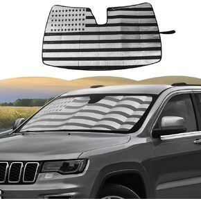 RT-TCZ Windshield Sunshade Sun Shade Heat Shield Window Sun Visor Mat for Jeep Grand Cherokee 2022-2024,US Flag