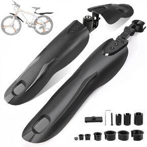 Winmoom Adjustable Bike Fender Set for 22"/24"/26"/27.5"，3 Parts-Universal Full Cover Thicken Widen Bicycle Mudguard Set Front/Rear Mud Guards Fit for MTB Mountain Road Bike