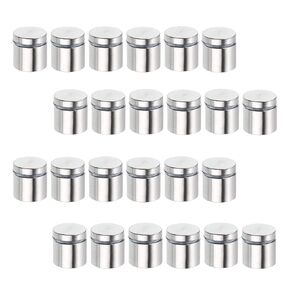 Sumnacon 24Pcs 1 x 1 Inch Stainless Steel Standoff Screws - Wall Mounted Sign Standoff Nails for Glass Acrylic Picture Frame, Advertising Poster Sign Display Nails for Home Office Store, Silver