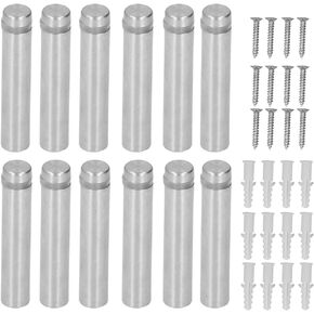 12 Pcs Standoff Screws 12 x 60 mm Stainless Steel Sign Holders Screws Brushed Nickel Finish Mounting Hardware for Hanging Acrylic Picture Frame