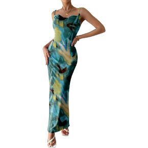 PRETTYGARDEN Women's 2024 Summer Floral Spaghetti Strap Maxi Dress Stretch Sexy Bodycon Dress Backless Slip Long Dresses in Saudi Arabia