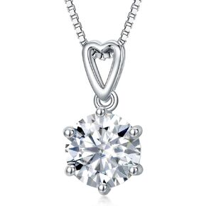 WTYIM 2CT Moissanite Pendant Necklace for Women, 18K White Gold Plated 925 Sterling Silver D Color Ideal Cut Moissanite Diamond Necklace with Box Chain Birthday Mothers Day Gift for Mom Her Wife