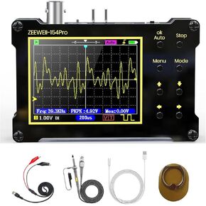 Sutlumisi 2 في 1 مولد إشارة راسم الذبذبات المحمول، 154 Pro 2.4 بوصة مجموعة راسم الذبذبات الرقمية للسيارات، معدل أخذ العينات 40MSa/s عرض النطاق الترددي 18 ميجا هرتز، مولد إشارة قابل للتعديل 0-500 كيلو هرتز، مع مسبار 10X in Kuwait