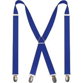 RBOCOTT Mens Solid Color Suspender with 4 Clips Adjustable Braces