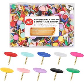 Yalis Thumb Tacks 400-count, Colors Plastic Roundness Push Pins Decorative Tacks for Corkboard (Colorful)