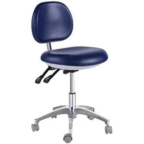 Global-Dental Mobile Chair Doctors Nurse Stool with Backrest Seat Height Adjustment PU Leather