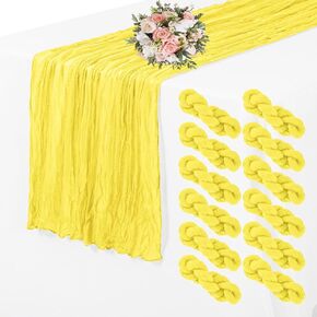 12 Pack Cheesecloth Table Runner 35 x 70 inch Long Boho Cheese Cloth Gauze Table Runners Semi Sheer Table Runner for Wedding Decor, Bridal Shower, Birthday Party (Light Blue)