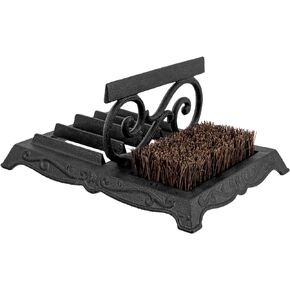 MyGift Heavy Duty Vintage Black Cast Iron Shoe Scraper and Scrubber Mat, Outdoor Footwear Bottom Dirt Cleaning Brush and Boot Mud Puller for Porch or Patio