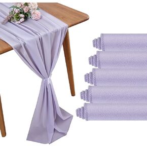 yuhx 2 حزمة مفرش طاولة شيفون بطول 29 × 120 بوصة، مفارش طاولة زفاف باللون الأزرق الفاتح، ديكور زفاف رومانسي وديكورات الحفلات (أزرق فاتح، عبوتان)