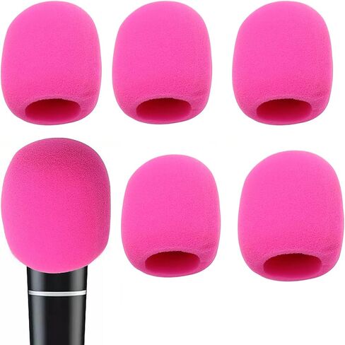 6 PCS Pink Thicken Ball-Type Sponge Foam Mic Cover Handheld Microphone Windscreen Shield Protection Micro Foam Filter for KTV Broadcasting in Kuwait