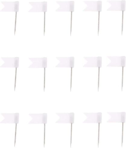 Yetaha 100PCS Flag Map Push Pins, Travel Map Tacks Assorted Plastic Colorful Thumbtacks for Bulletin Cork Board World Map Picture Marking Home School Office (White) in Saudi Arabia
