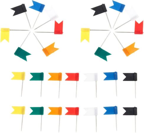 Yetaha 100PCS Flag Map Push Pins, Travel Map Tacks Assorted Plastic Colorful Thumbtacks for Bulletin Cork Board World Map Picture Marking Home School Office (White) in Saudi Arabia