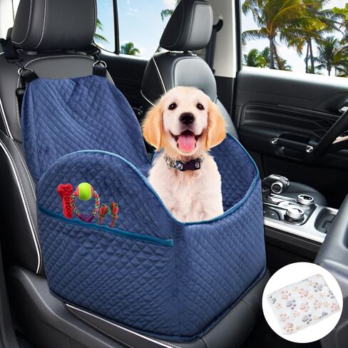 SVOAWCOK Dog Car Seat for Small Dogs Under 25, Anti-Slip Sturdy Dog Booster Car Seat with Pockets, Memory Foam Washable Removable Cover Pet Car Seat for Front & Back Seats in Saudi Arabia