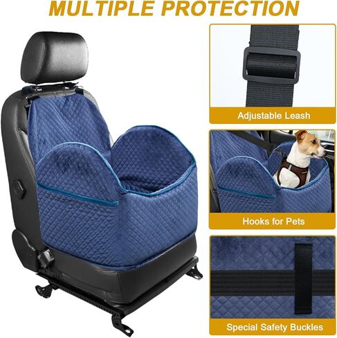 SVOAWCOK Dog Car Seat for Small Dogs Under 25, Anti-Slip Sturdy Dog Booster Car Seat with Pockets, Memory Foam Washable Removable Cover Pet Car Seat for Front & Back Seats in Saudi Arabia