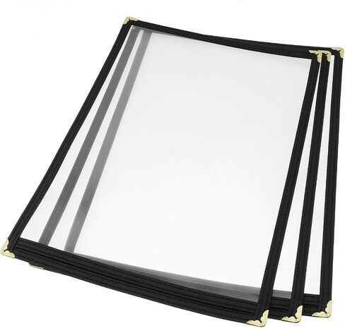 Longdex Single Menu Cover 3PCS 32x23cm Black Menu Covers for Restaurant Cafe 8.26x11.7inch Single Page in Saudi Arabia