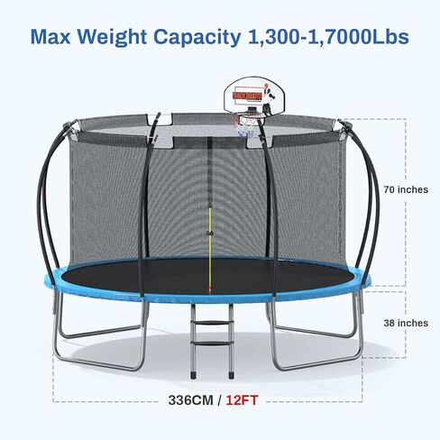 Trampoline 12 FT with Basketball Hoop ASTM Approved in Kuwait