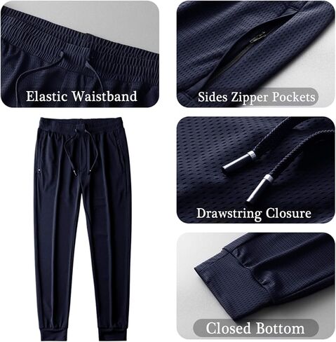 Ancient Star Mens Hiking Joggers Sweatpants Light Breathable Quick Dry Running Sports Pants with Zipper Pockets in Kuwait