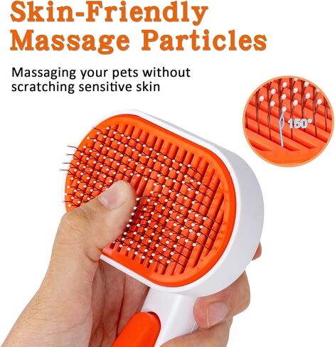 فرشاة للقطط من AIMYDOG مع زر تحرير، فرش للقطط لتساقط القطط في الأماكن المغلقة، فرشاة للقطط ذات الشعر الطويل أو القصير، فرشاة للعناية بالقطط، مشط للقطط لتدليك الأرنب الصغير يزيل الفراء السائب in Kuwait