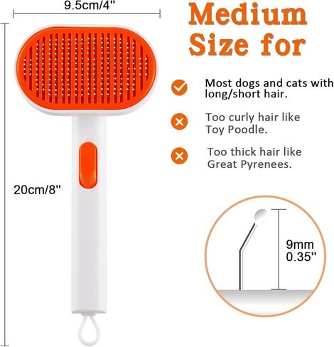 فرشاة للقطط من AIMYDOG مع زر تحرير، فرش للقطط لتساقط القطط في الأماكن المغلقة، فرشاة للقطط ذات الشعر الطويل أو القصير، فرشاة للعناية بالقطط، مشط للقطط لتدليك الأرنب الصغير يزيل الفراء السائب in Kuwait