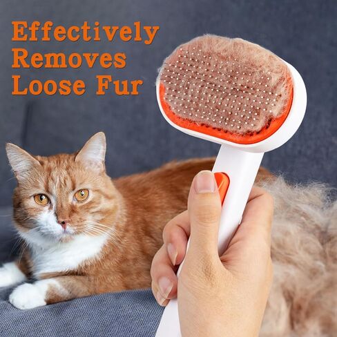 فرشاة للقطط من AIMYDOG مع زر تحرير، فرش للقطط لتساقط القطط في الأماكن المغلقة، فرشاة للقطط ذات الشعر الطويل أو القصير، فرشاة للعناية بالقطط، مشط للقطط لتدليك الأرنب الصغير يزيل الفراء السائب in Kuwait