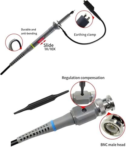 1 Pc P6100 Oscilloscope Probe, Universal Oscilloscope Clip Probes 100MHz 150-300V 1X 10X in Saudi Arabia