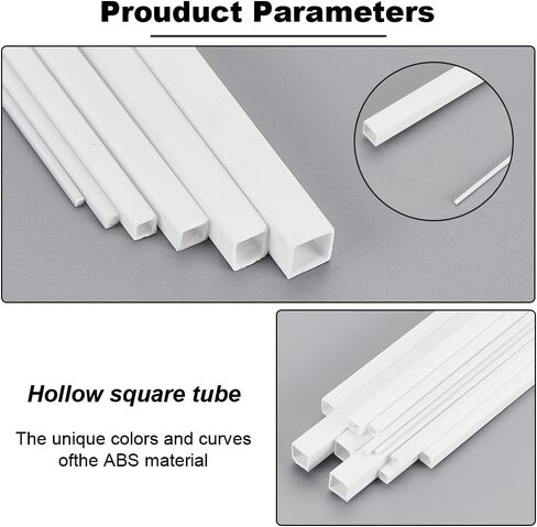 OLYCRAFT 60Pcs ABS Plastic Model Tubes Square Hollow Tube Solid Rods 9.8 inch Plastic Round Bar Rods 1mm 2mm 3mm 4mm 5mm 6mm Connector Plastic Rod for DIY Crafts Sand Table Architectural Model Making in Saudi Arabia