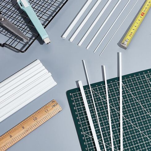 OLYCRAFT 60Pcs ABS Plastic Model Tubes Square Hollow Tube Solid Rods 9.8 inch Plastic Round Bar Rods 1mm 2mm 3mm 4mm 5mm 6mm Connector Plastic Rod for DIY Crafts Sand Table Architectural Model Making in Saudi Arabia