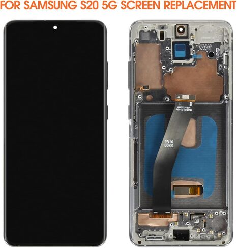 شاشة OLED بديلة لهاتف Samsung Galaxy S20 5G S20 5G LCD SM-G981 SM-G981F SM-G981U شاشة رقمية تعمل باللمس باللون الرمادي مع إطار (مع وظيفة بصمة الإصبع) in Kuwait