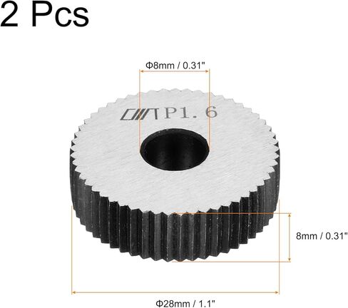 Uxcell 2 قطعة 28 × 8 × 8 مم مجموعة عجلة التخريش 1.0 مم عجلة مستقيمة خطية in Kuwait