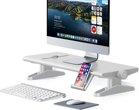 Computer Monitor Stand For Desk, Adjustable Height Monitor Stand Riser, Multi-Purpose Desktop Organizers Riser for Laptop, Computer, Printer, TV-Black in Saudi Arabia
