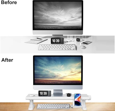 Computer Monitor Stand For Desk, Adjustable Height Monitor Stand Riser, Multi-Purpose Desktop Organizers Riser for Laptop, Computer, Printer, TV-Black in Saudi Arabia