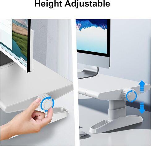 Computer Monitor Stand For Desk, Adjustable Height Monitor Stand Riser, Multi-Purpose Desktop Organizers Riser for Laptop, Computer, Printer, TV-Black in Saudi Arabia