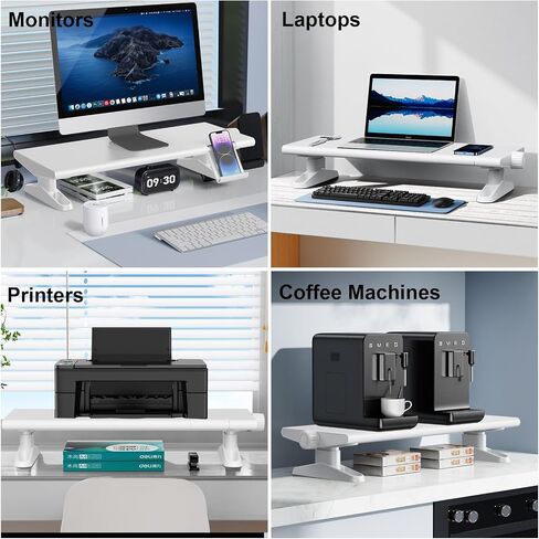 Computer Monitor Stand For Desk, Adjustable Height Monitor Stand Riser, Multi-Purpose Desktop Organizers Riser for Laptop, Computer, Printer, TV-Black in Saudi Arabia