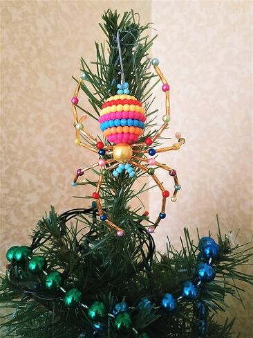 10 pcs Christmas Spider Ornament Kit | Spider Ornaments for Christmas Tree | Christmas Spider | Christmas Tree Ornaments | Christmas Decorations | Beaded Glass Spiders (10 pcs) in Kuwait