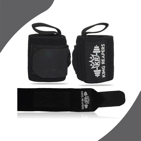 Wrist Wraps, Gym Wrist Wraps, Wrist Wraps for Weightlifting Men & Women, Weight Lifting Wrist Wraps, Lifting Wrist Wraps, Powerlifting, Workout 18" (Full Black) in Saudi Arabia