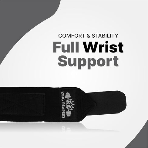 Wrist Wraps, Gym Wrist Wraps, Wrist Wraps for Weightlifting Men & Women, Weight Lifting Wrist Wraps, Lifting Wrist Wraps, Powerlifting, Workout 18" (Full Black) in Saudi Arabia