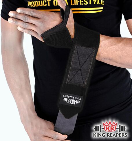 Wrist Wraps, Gym Wrist Wraps, Wrist Wraps for Weightlifting Men & Women, Weight Lifting Wrist Wraps, Lifting Wrist Wraps, Powerlifting, Workout 18" (Full Black) in Saudi Arabia
