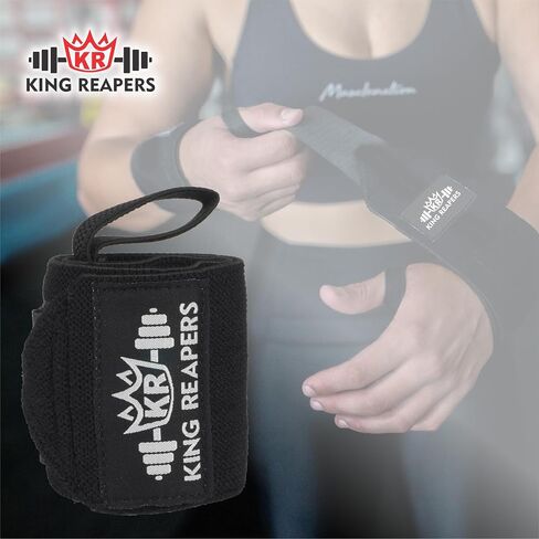 Wrist Wraps, Gym Wrist Wraps, Wrist Wraps for Weightlifting Men & Women, Weight Lifting Wrist Wraps, Lifting Wrist Wraps, Powerlifting, Workout 18" (Full Black) in Saudi Arabia