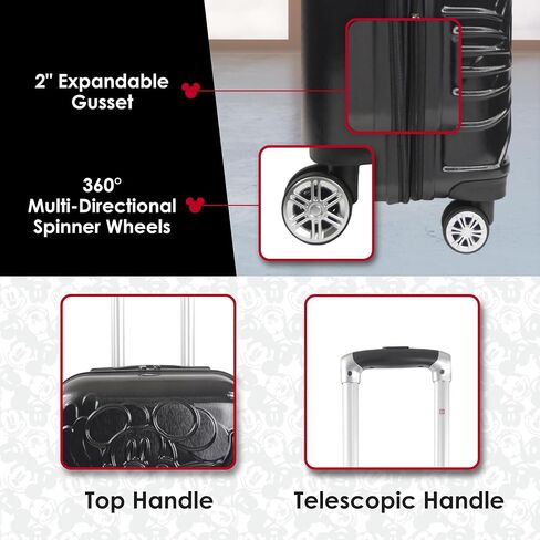 FUL Disney Mickey Mouse 25 Inch Rolling Luggage, Molded Hardshell Suitcase with Wheels, Black in Kuwait